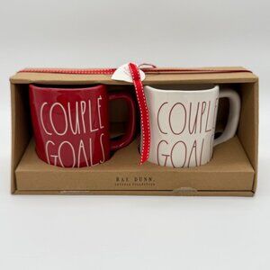 Rae Dunn By Magenta “Couple Goals” Set Of 2 Red White Coffee Mugs Valentines Day